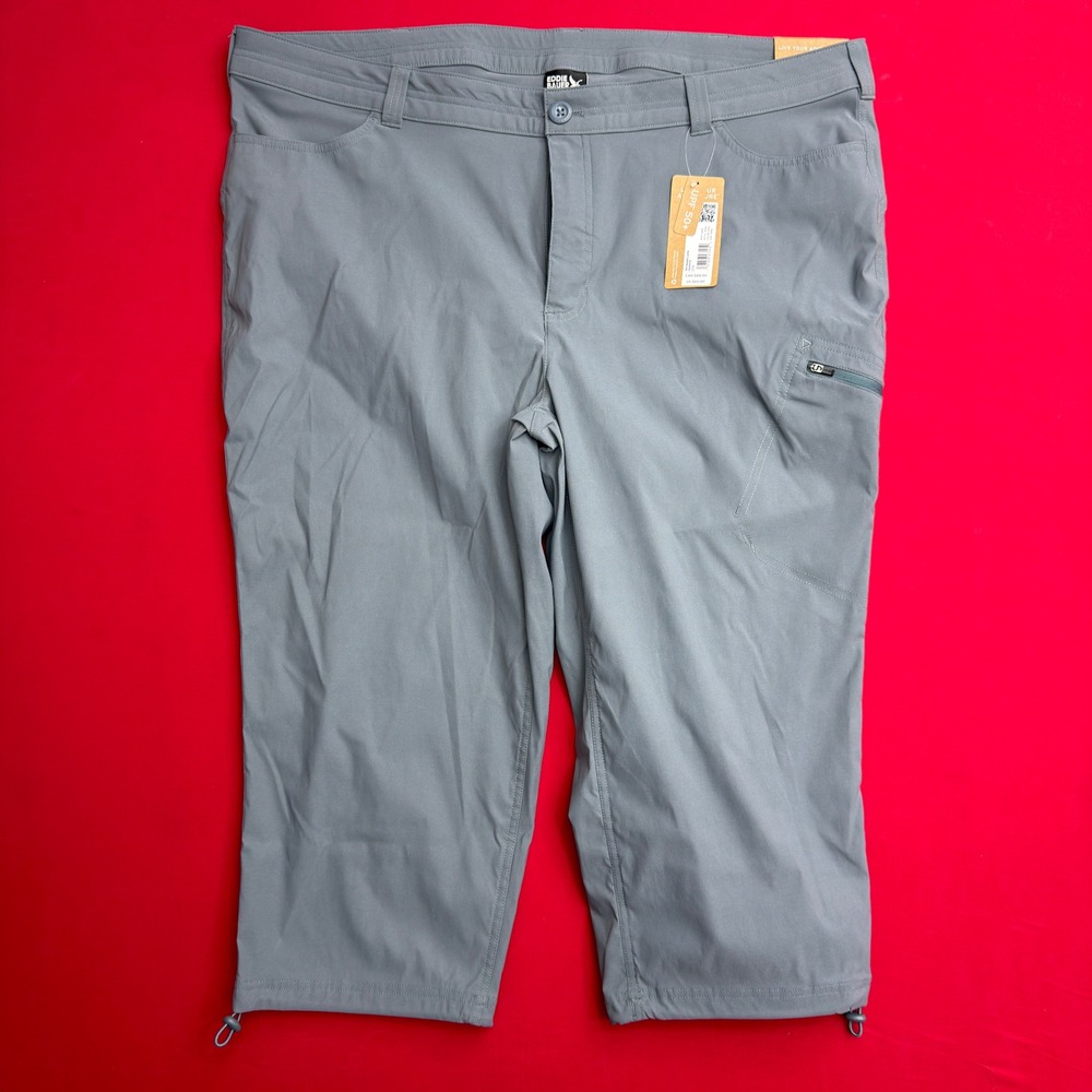 NWT Eddie Bauer Rainier Capri Gray UPF 50 Outdoor Hiking Pants women’s Size 22